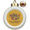 Happy Thanksgiving Ceramic Christmas Ornament - Poinsettias (Front View)