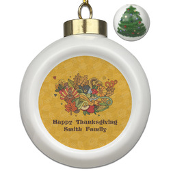 Happy Thanksgiving Ceramic Ball Ornament - Christmas Tree (Personalized)