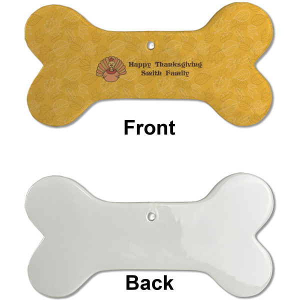 Happy Thanksgiving Ceramic Flat Ornament - Bone Front & Back Single Print (APPROVAL)