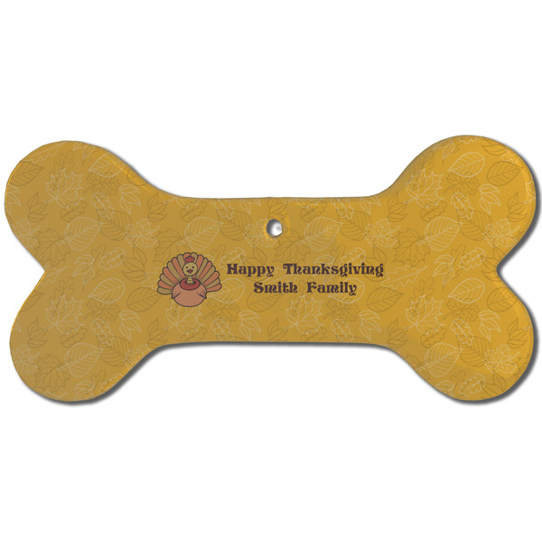 Happy Thanksgiving Ceramic Flat Ornament - Bone Front
