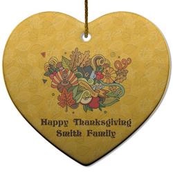 Happy Thanksgiving Heart Ceramic Ornament w/ Name or Text