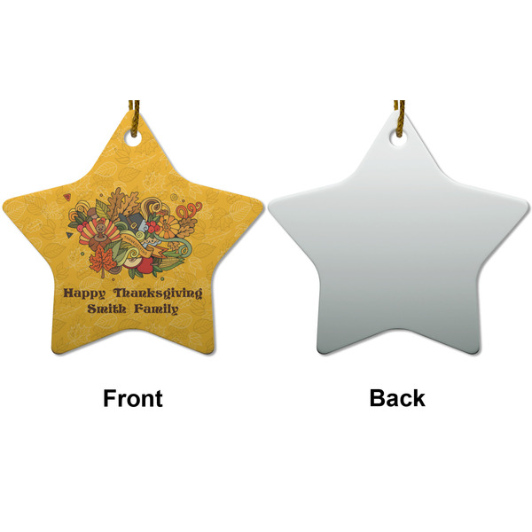 Happy Thanksgiving Ceramic Flat Ornament - Star Front & Back (APPROVAL)