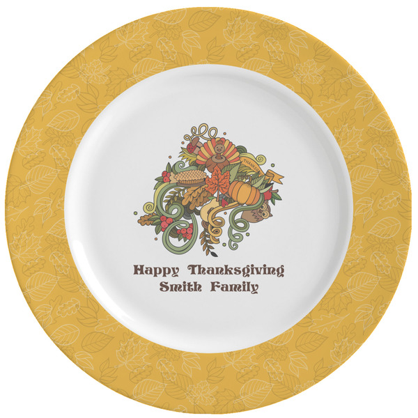 Custom Happy Thanksgiving Ceramic Dinner Plates (Set of 4) (Personalized)