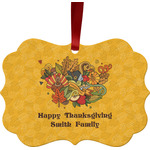 Happy Thanksgiving Metal Frame Ornament - Double Sided w/ Name or Text