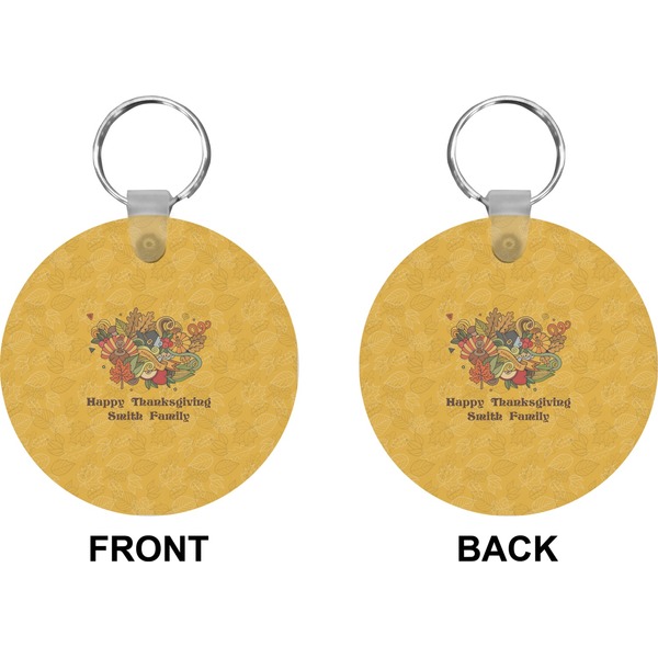 Happy Thanksgiving Circle Keychain (Front + Back)