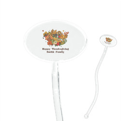 Happy Thanksgiving 7" Oval Plastic Stir Sticks - Clear (Personalized)