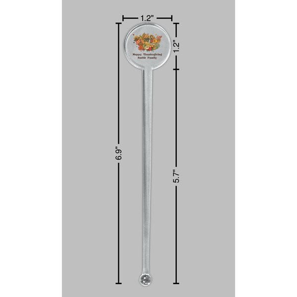 Happy Thanksgiving Clear Plastic 7" Stir Stick - Round - Dimensions