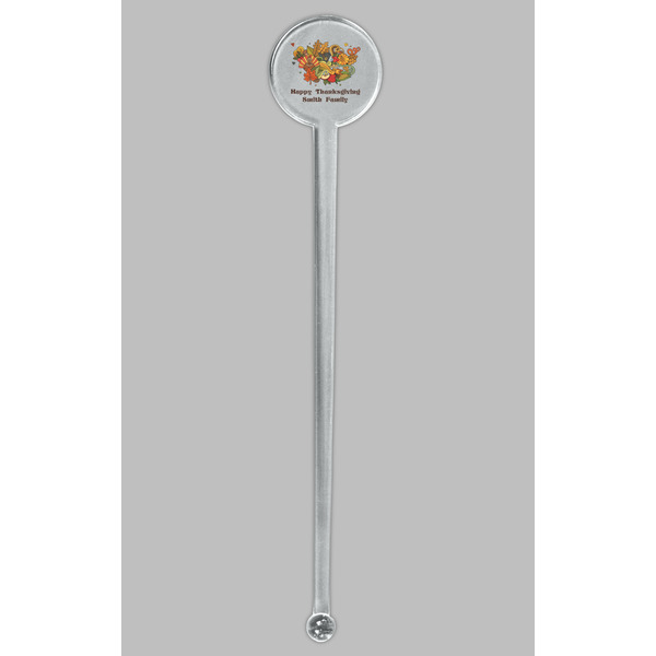 Happy Thanksgiving Clear Plastic 7" Stir Stick - Round - Single Stick