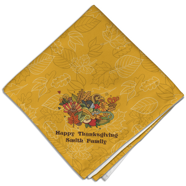 Happy Thanksgiving Cloth Napkins - Personalized Dinner (Folded Four Corners)