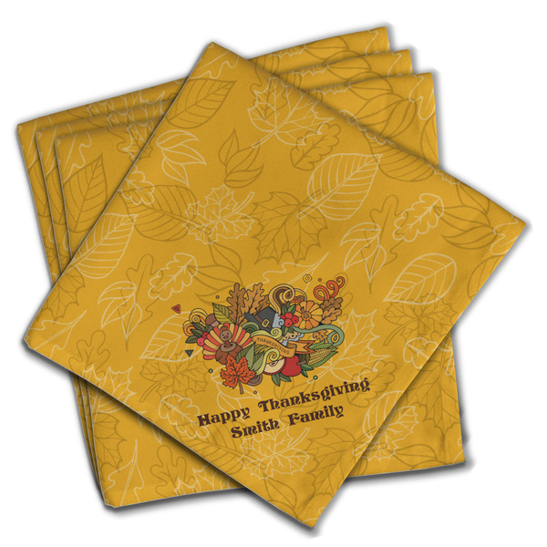Custom Happy Thanksgiving Cloth Napkins (Set of 4) (Personalized)