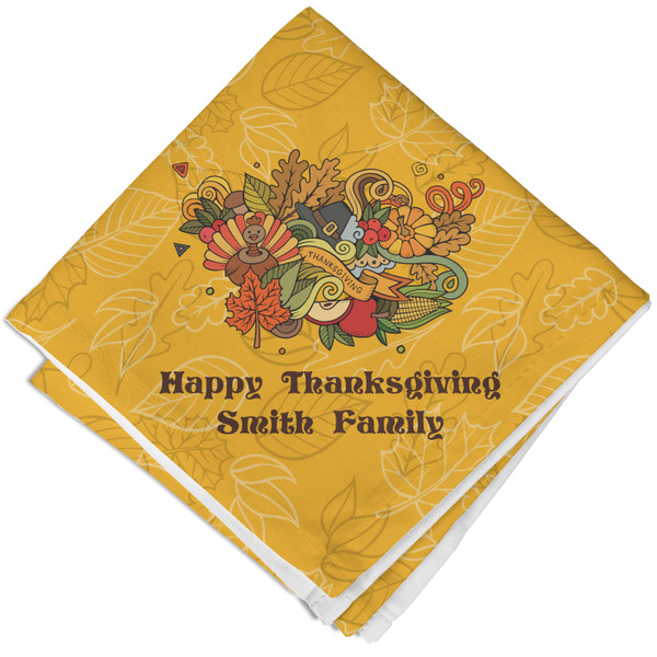 Happy Thanksgiving Cloth Napkins - Personalized Lunch (Folded Four Corners)