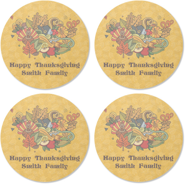 Happy Thanksgiving Coaster Round Rubber Back - Apvl