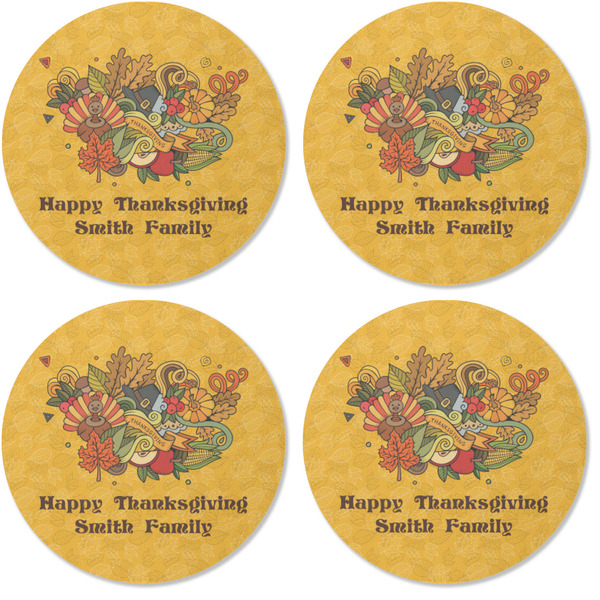 Happy Thanksgiving Coaster Round Rubber Back - Apvl