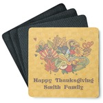 Happy Thanksgiving Square Rubber Backed Coasters - Set of 4 (Personalized)