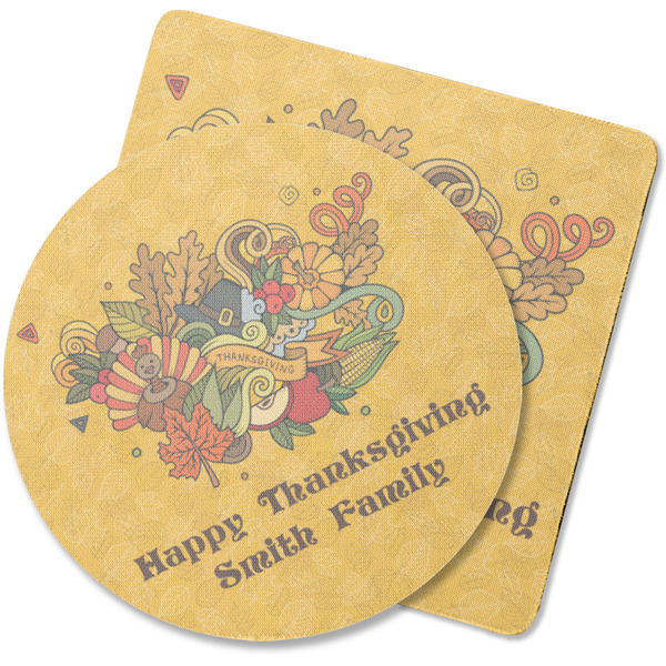 Custom Happy Thanksgiving Rubber Backed Coaster (Personalized)
