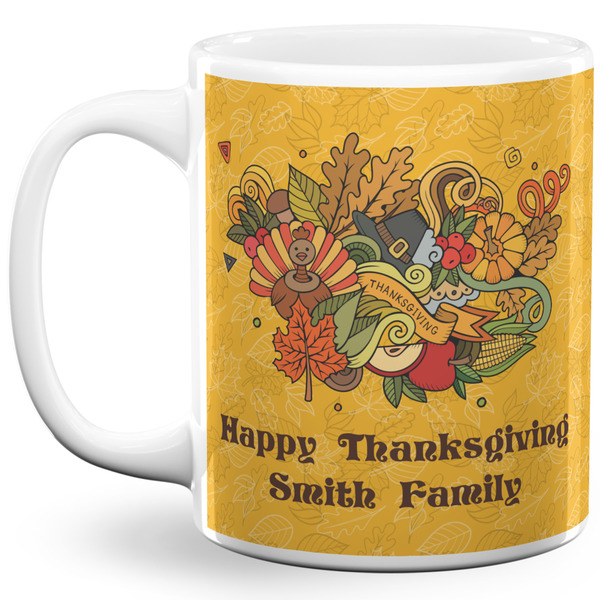 Custom Happy Thanksgiving 11 Oz Coffee Mug - White (Personalized)