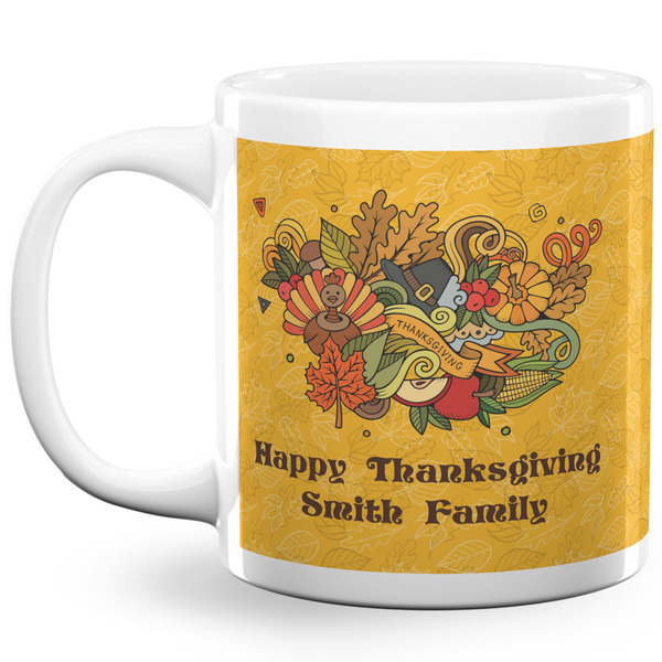 Custom Happy Thanksgiving 20 Oz Coffee Mug - White (Personalized)