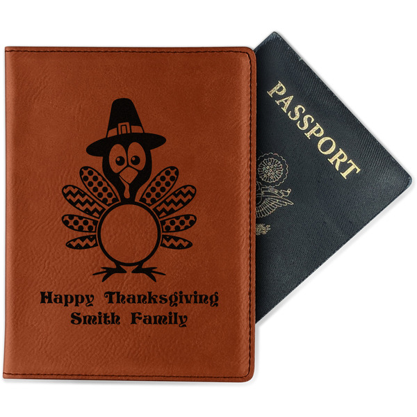 Custom Happy Thanksgiving Passport Holder - Faux Leather - Double Sided (Personalized)