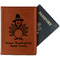 Happy Thanksgiving Cognac Leather Passport Holder With Passport - Main