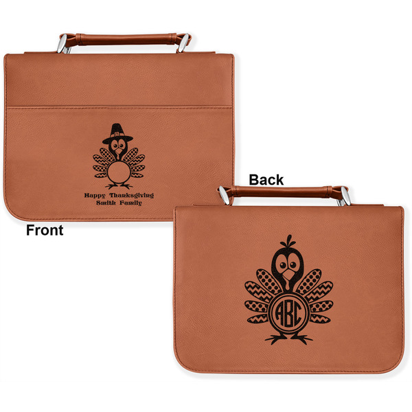 Happy Thanksgiving Cognac Leatherette Bible Covers - Large Double Sided Apvl