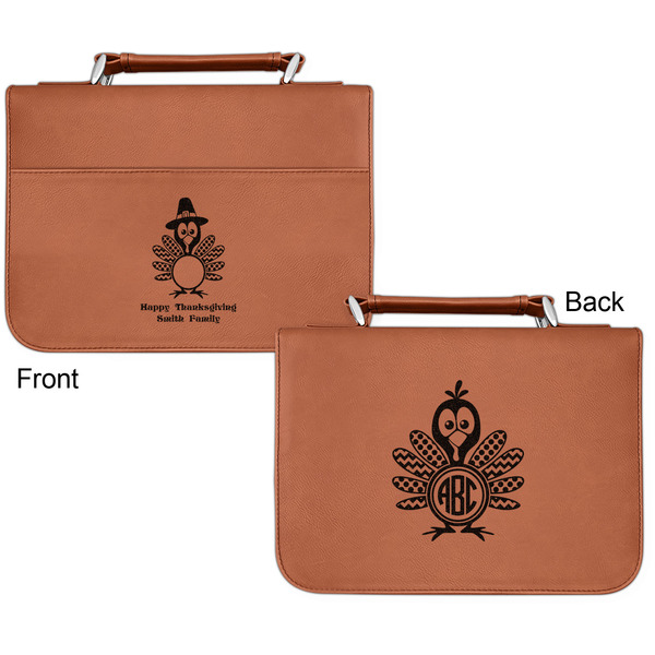 Happy Thanksgiving Cognac Leatherette Bible Covers - Small Double Sided Apvl
