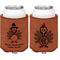 Happy Thanksgiving Cognac Leatherette Can Sleeve - Double Sided Front and Back