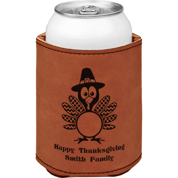 Custom Happy Thanksgiving Leatherette Can Sleeve - Single Sided (Personalized)