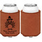 Happy Thanksgiving Cognac Leatherette Can Sleeve - Single Sided Front and Back