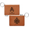 Happy Thanksgiving Cognac Leatherette Keychain ID Holders - Front and Back Apvl