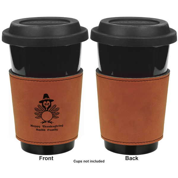Happy Thanksgiving Cognac Leatherette Mug Sleeve - Single Sided Apvl