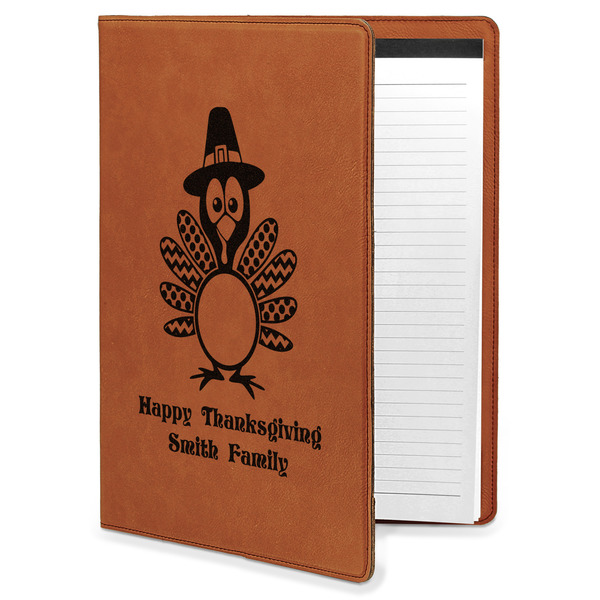 Custom Happy Thanksgiving Leatherette Portfolio with Notepad - Large - Double Sided (Personalized)