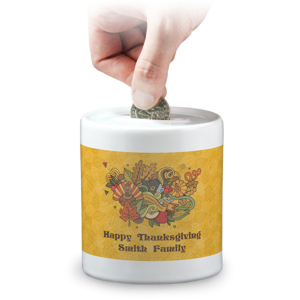 Custom Happy Thanksgiving Coin Bank (Personalized)