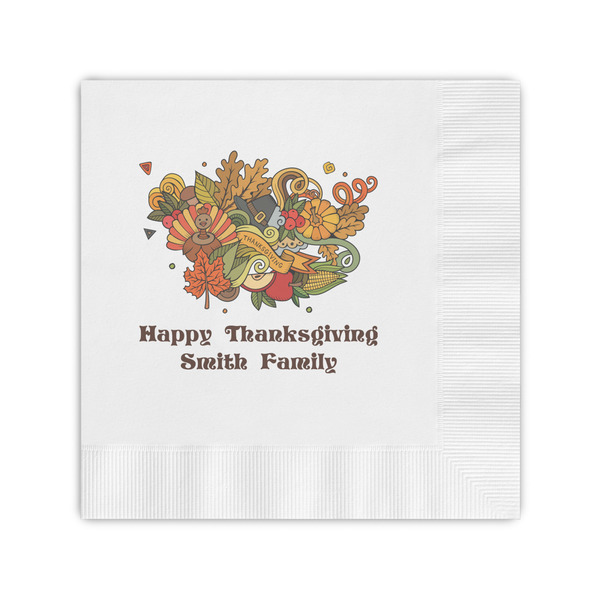 Custom Happy Thanksgiving Coined Cocktail Napkins (Personalized)