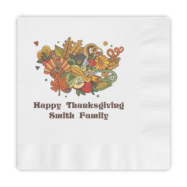 Custom Happy Thanksgiving Embossed Decorative Napkins (Personalized)