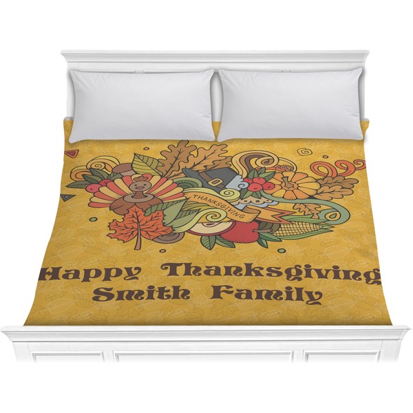 Custom Happy Thanksgiving Comforter - King (Personalized)