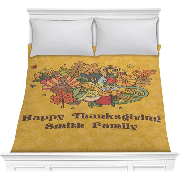 Custom Happy Thanksgiving Comforter - Full / Queen (Personalized)