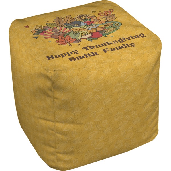 Custom Happy Thanksgiving Cube Pouf Ottoman - 13" (Personalized)