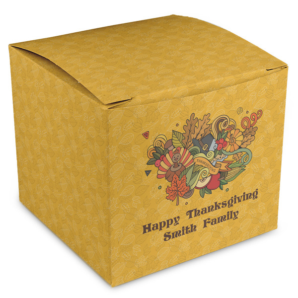Custom Happy Thanksgiving Cube Favor Gift Boxes (Personalized)