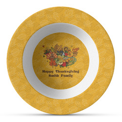 Happy Thanksgiving Plastic Bowl - Microwave Safe - Composite Polymer (Personalized)