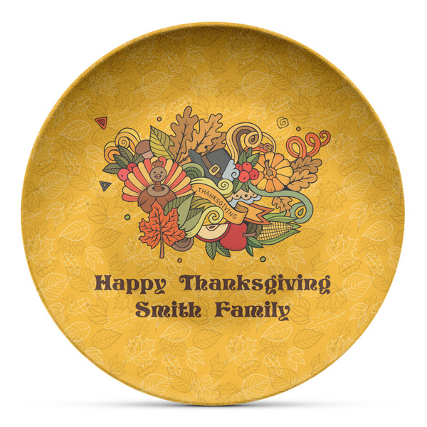 Custom Happy Thanksgiving Microwave Safe Plastic Plate - Composite Polymer (Personalized)