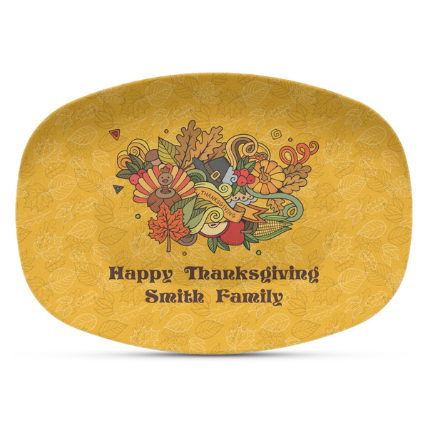Custom Happy Thanksgiving Plastic Platter - Microwave & Oven Safe Composite Polymer (Personalized)