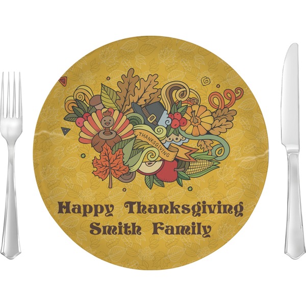 Custom Happy Thanksgiving 10" Glass Lunch / Dinner Plates - Single or Set (Personalized)