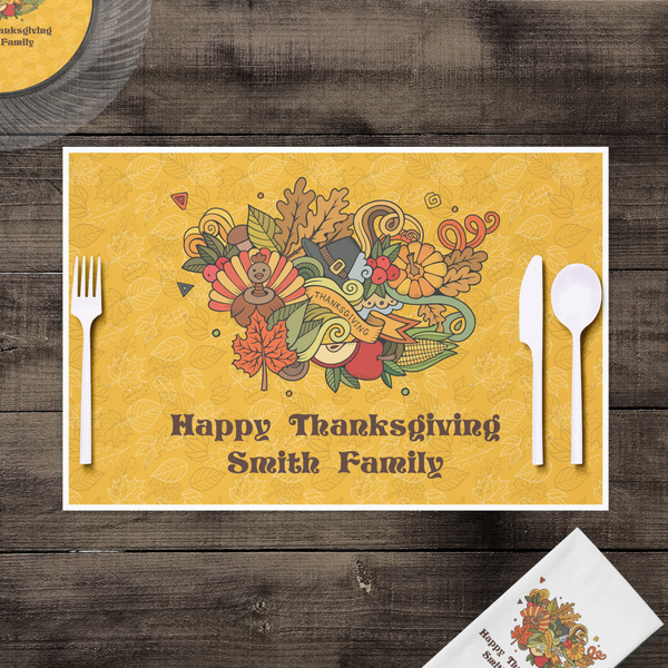 Happy Thanksgiving Disposable Paper Placemat - In Context