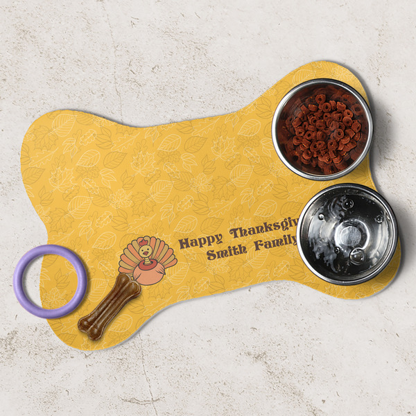 Happy Thanksgiving Dog Bone Shaped Mat Lifestyle