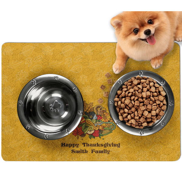 Custom Happy Thanksgiving Dog Food Mat - Small w/ Name or Text