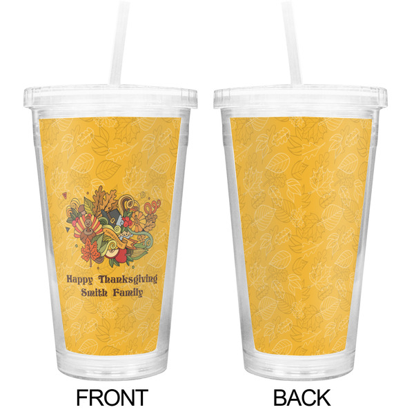 Happy Thanksgiving Double Wall Tumbler with Straw - Approval