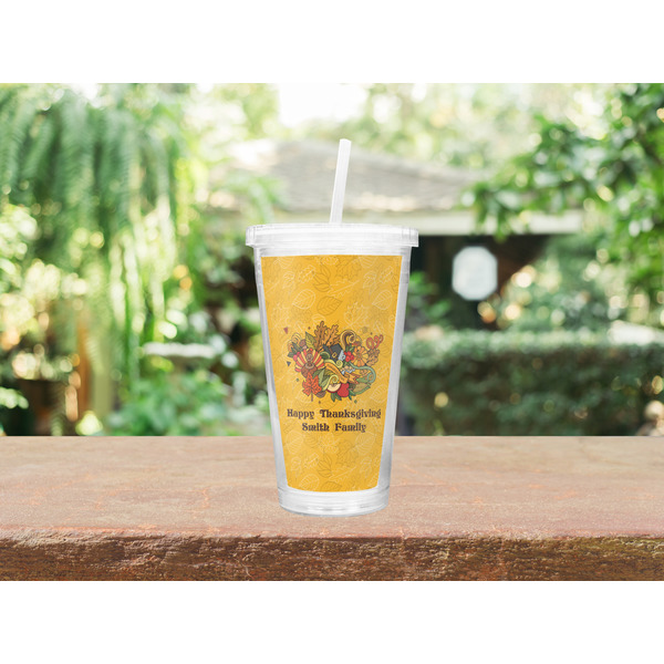 Happy Thanksgiving Double Wall Tumbler with Straw Lifestyle