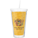 Happy Thanksgiving Double Wall Tumbler with Straw (Personalized)