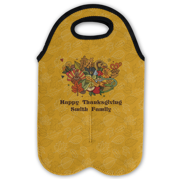 Happy Thanksgiving Double Wine Tote - Flat (new)