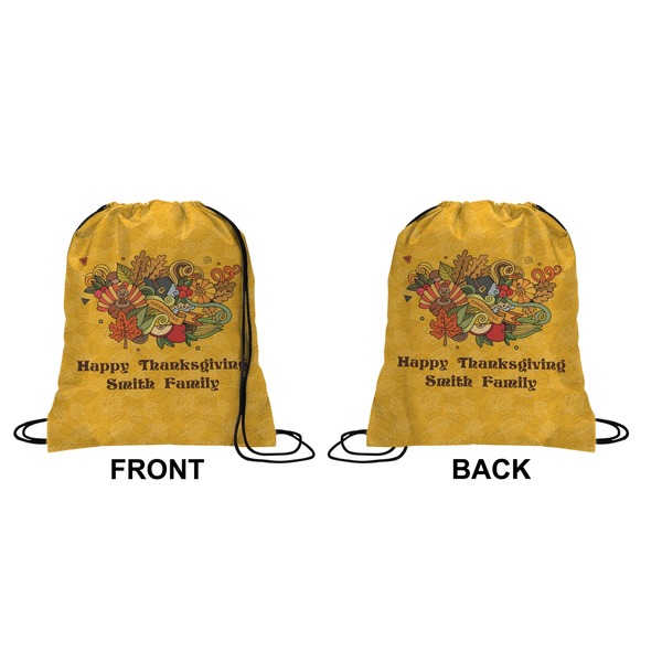 Happy Thanksgiving Drawstring Backpack Front & Back Small